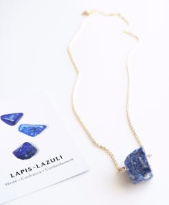 Lapis Lazuli RAW 18k. gold plated necklace.