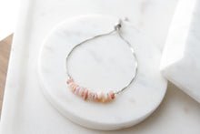 Load image into Gallery viewer, Pink opal "CERYS" tumbled stone necklace and bracelets.
