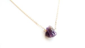 Amethyst RAW 18k. gold plated necklace.