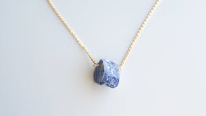 Lapis Lazuli RAW 18k. gold plated necklace.